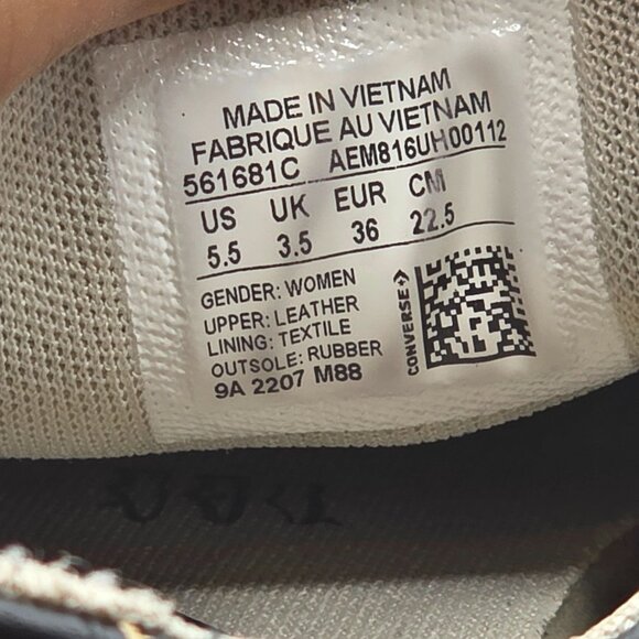 Converse All Star Women’s Size 5.5 Black Leather Low Top Sneakers Casual Shoes - Picture 6 of 13